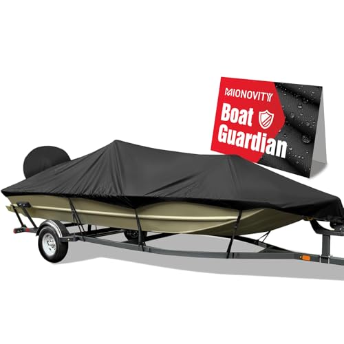 Mionovity Bass Boat Cover 16-18.5 ft, 800D Canvas Heavy Duty Waterproof Boat Cover 16 17 18...