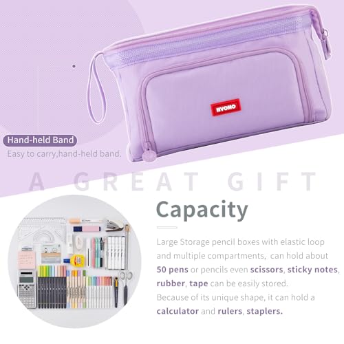 Image of HVOMO Pencil Case Large Capacity Pencil Pouch Handheld Pen Bag Cosmetic Gift for Office School Teen Girl Boy Men Women Adult (Purple)