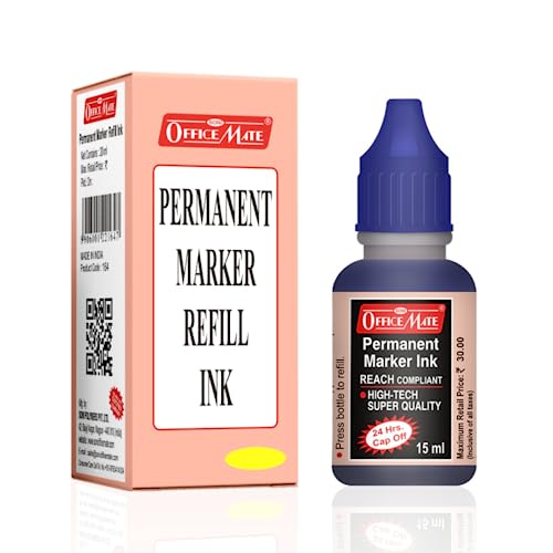 Image of Soni Officemate Permanent Marker Combo-Blue | 4 Markers + 4 Inks | Waterproof & Refillable | Multi-Surface Use | 4.43 mm Tip