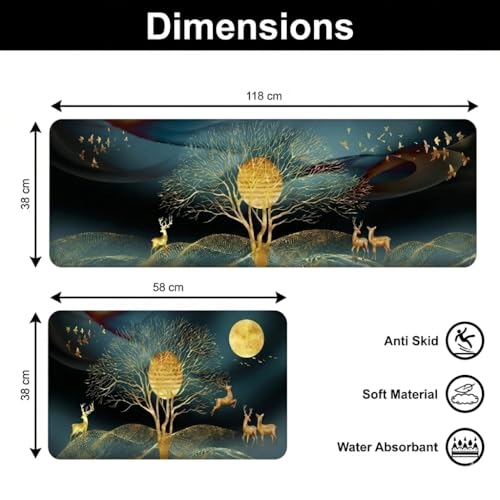 Image of Roslen Kitchen Runner Mat, Anti-Slip Vintage Pattern, Multi-Purpose Floor Mats for Kitchen, Comfort Standing Runner Rug Carpets, Premium Galicha for Kitchen, Office, Sink and Laundry (Deep Navy Blue)