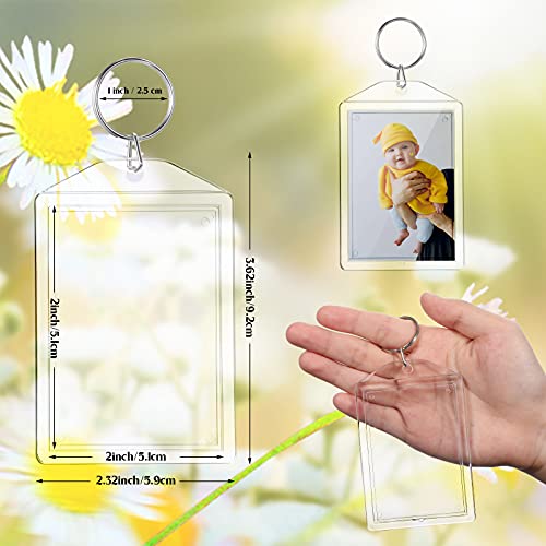 Image of Hicarer Acrylic Photo Insert Keychain 2 x 3 Inch Double Sided Blank Picture Keyring DIY Custom Personalized for Women Men