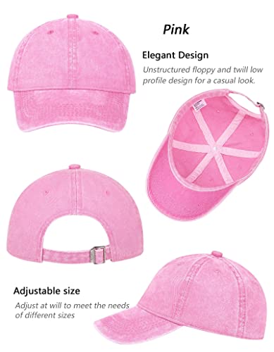 Image of 3 Pack Vintage Washed Cotton Adjustable Baseball Caps for Men Women Unstructured Low Profile Dad Hat
