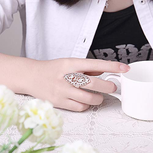 Xcfs 925 Sterling Silver Statement Ring Vintage Hollow Long Celtic Knot Daisy Flower Floral Filigree Band Rings (10) #TOP1