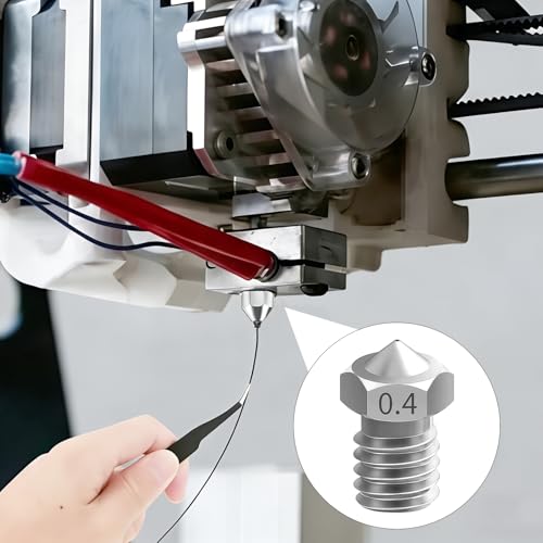 10 Stück 0,4mm V6 Nozzle 3D Drucker Edelstahl Düse Set, 3D Drucker Düsen MK8 Extruder Düse, Verschleißfeste V6 Extruder Nozzles, 3D Druckdüse Set für Creality, Anycubic I3 Mega, Prusa i3 MK3 Zubehör