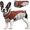 FUAMEY Dog CoatWarm Dog Jacket Winter Coat Paded Dog Fleece Vest Reflective Dog Cold Weather Coats with Built in Harness Waterproof Windproof Dog Snow Jacket Clothes with Zipper Brown Small
