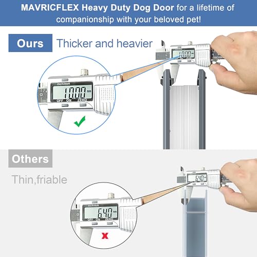 MAVRICFLEX Robuste Hundetür mit Doppelschiebesiegelung, energieeffiziente, robuste Aluminium-Hundetür, einfache Installation, magnetische Doppelklappen, Hundetür für große Hunde bis zu 45 kg