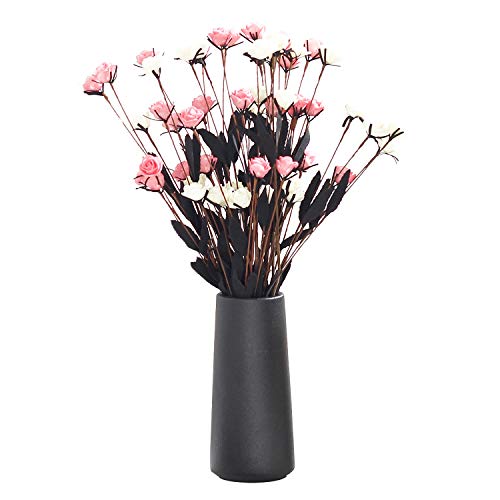 Vanenjoy 7" Desktop Minimalist Black Ceramic Vases Home Office Decoration Frosting Finish Vase (Medium Plain) #TOP3