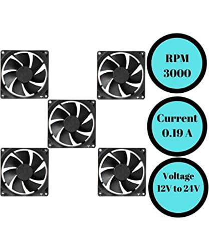 TechSupreme Mexico PACK OF 5 Cabinet Fan 3-Inch Square 12 V DC CPU Cooling fan Cooler (Black) - Image 3