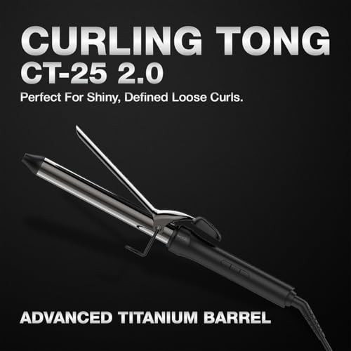 Image of IKONIC CT25mm Curling Tong, Black Hair Curler for Bouncy Tight and Loose Curls, Professional Curling Iron for Salon Finish Long Lasting Curly Hair 8inch Titanium Barrel