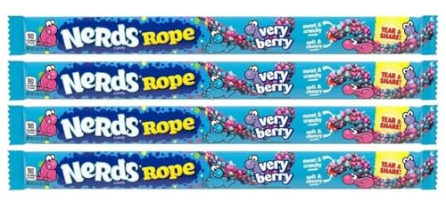 Wonka Nerds Very Berry Rope 26g – 4er Pack – Amerikanische Süßigkeit, Original USA Candy inkl. Naschwerk® Sticker Wonka Nerds Very Berry Rope 26g – 4er Pack – Amerikanische Süßigkeit, Original USA Candy inkl. Naschwerk® Sticker