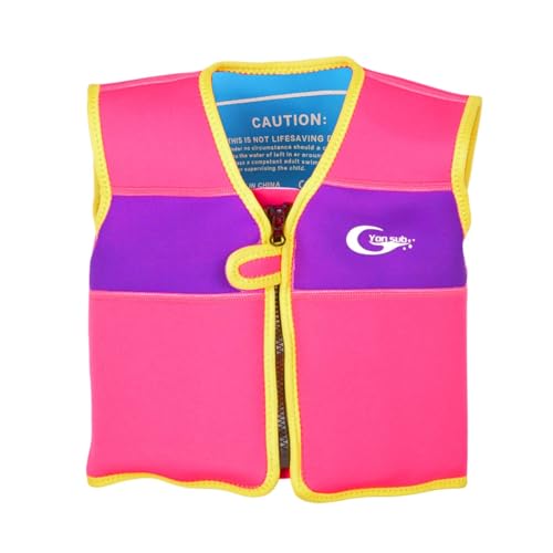 Chaleco salvavidas de 1 pieza para niños pequeños de 1 a 7 años, perfecto para piscina, playa actividades acuáticas al aire libre, cómodo verano, Rosa intenso., 5-7 años