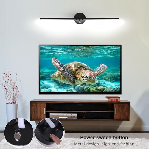 Image of Kawell 12W LED Wall Light Hardwired with Switch 300 Rotatable Arms Modern Sconce Lighting for Living Room Bedroom Hallway Indoor Energy Efficient Fixture, Black 6000K