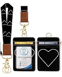 Plifal Lanyards for Keys Wristlet Keychain Wrist Lanyard Wallet for Women Wristlet Strap ID Wallet for Car Keys Black Heart Short Small Wrist Key Holder Key Chain Strap