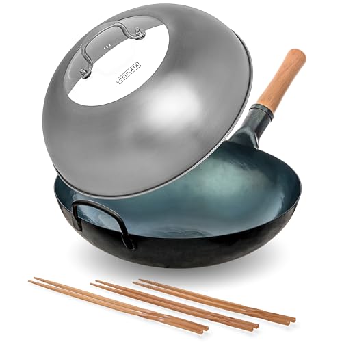 Wok YOSUKATA con tapa y palillos de madera 14 pulg miniatura 1