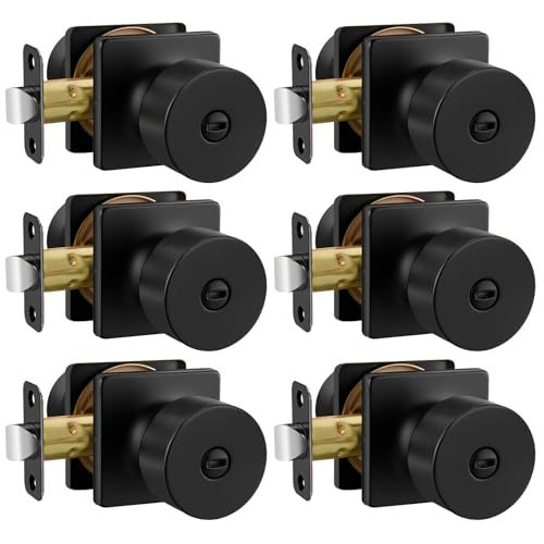 Haidms Black Door Knobs Interior, Matte Black Door Knobs Privacy Door Knob Black Interior Door Knob for Bedroom Bathroom (6 Pack)