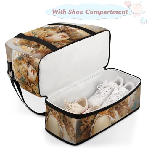 Large Weekender Overnight Bags Flower Woman Beautiful Travel Duffel Bag for Women Men Gym Bag With Shoe Compartment Foldie Travel Tote Bag Carry On Personal Item Bag for Travel Gym Sports4