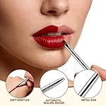 Lip Brush Kabuki Makeup Brush Set, Dual-ended Lip Brushes for Lipstick + All-in-One Foundation Kabuki Brush, Retractable Makeup Brush with Cover for Lip Gloss, Powder Blush, Flawless Cosmetics(Silver) - Image 3