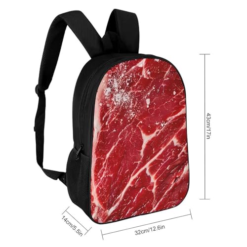 Raw Meat Beaf 17 Inch Backpack Travel Laptop Shoulder Bag Funny Daypack Gifts for Men Women2