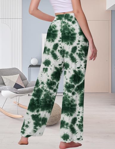 Image of Veseacky Women's Wide Leg Lounge Pants Yoga Pajamas Comfy Stretch Drawstring Pajamas Puls Size Dance Bottoms S-4XL