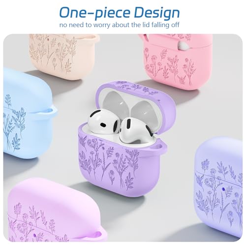 Image of for Airpods 4 Case, Ekoonpft Flower Engraved Cases for Apple AirPods 4th Generation 2024, Soft Silicone Cover for Women Girly with 3-in-1 Cleaner Kit, Keychain, Military Grade Protection