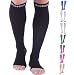 Doc Miller Premium Open Toe Compression Socks 1 Pair 30-40mmHg Medical Grade Support Graduated Pressure Recovery Circulation Varicose Spider Veins Airplane Maternity Stockings (Black, Large)
