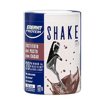 Enervit, Meal Shake Cacao Protein, Sostituto del Pasto, 1pasto=207 kcal, Bevanda Proteica, Gusto Cacao Intenso, 20% di Proteine, Per il Controllo del Peso, 1 Barattolo=12 Pasti