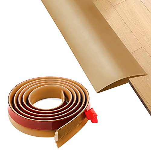 Floor Rubber Transition Strip Self Adhesive Carpet to Tile Transition Strip Edging Trim Strip for Threshold Transitions with a Height Less Than 5 mm/0.2in (Light Brown, 6.56FT)