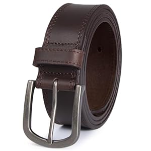 Men’s Full Grain Leather Belt for Everyday Casual Jeans, 1.5″ Handmade Men Leather Belts with Gift Box