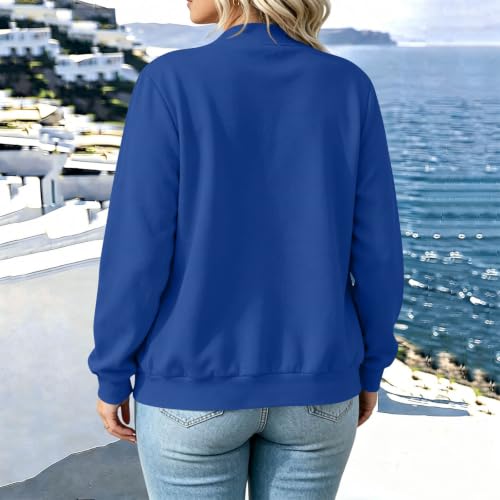 PXQIRMR Sweatshirt for Women Zip Up Long Sleeve Bomber Jacket Blue - image 3