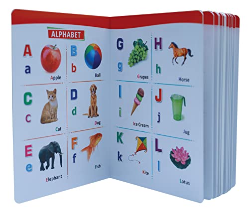 Image of All In One Early Learning Board Book For Kids to Learn Alphabet, Numbers, Shapes and Colours, Transport, Birds and Animals, Professions, Opposite , Parts of the body and Objects Around Us.