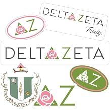 Delta Zeta Sticker Sheet - Brand Focus Vinyl Sorority Stickers with Officially Licensed Designs, Removable Adhesive, 6 Stickers per Sheet, by Sorority Shop