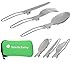 Nordicberry Set de couverts pliables en acier inoxydable pour plein air/camping avec étui en néoprène, couverts de voyage compacts, Nordicberry Klappbesteck, vert