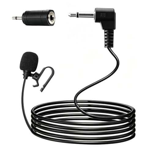 Micrófono Coche Externo Jack 3.5mm para Radio Estéreo GPS DVD, Manos Libres y Navegación Bluetooth 3M, Reducción de Ruido con Adaptador 2,5mm Compatible con Sony, Pioneer, JVC, Alpine y Kenwood