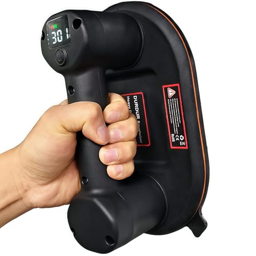 DURDUR Battery Vacuum Suction Lifter, 300 kg 9.4 Inch Battery Suction Lifter for Tiles, Electric Suction Lifter, Tile Lifter with Auto Suction Function [2 Motors, 2 x 2000 mAh Battery]