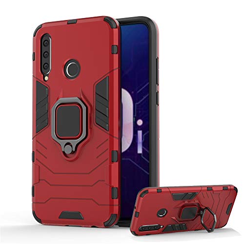 DESCHE para Funda Honor 20 Lite, Fundas con Anillo + Cristal Templado, Compatible con el Soporte Magnético para Automóvil, Carcasa Dura Resistente a los Arañazos - Rosso