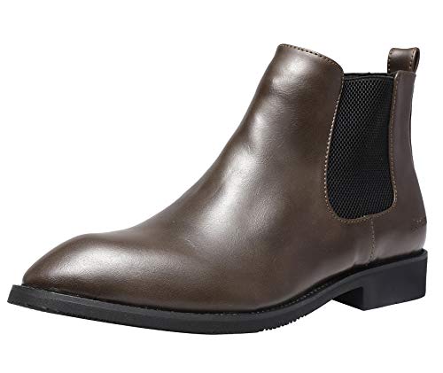 YAER Botines Clásicos de Chelsea para Hombre Tobillo Botas Botas de Vestir Caqui-1 46 EU