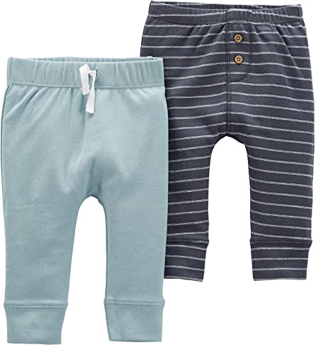 Pantalons bébé garçon 6 mois Carter's lot de 2 bas élastiques bleu rayé en coton