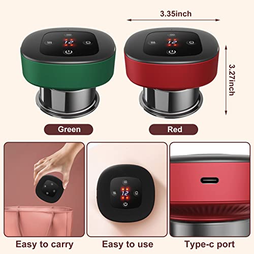 Orfonbi Smart Dynamic Cupping Therapy Set, 4-In-1 Vacuum Gua Sha Electric Cupping Massager With Red Light Therapy For Pain Relief, Knots, Aches And Massage (Green) #TOP6