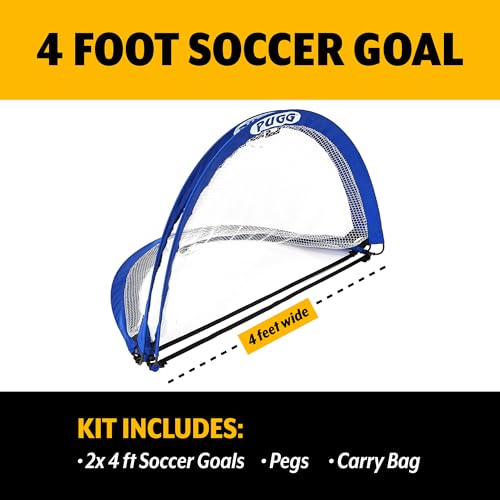 Image of PUGG Pop Up Soccer Goal, Portable Training Football Knitted Poly Net Equipment, The Original Pickup Game Goal, Includes Two Goals & Bag