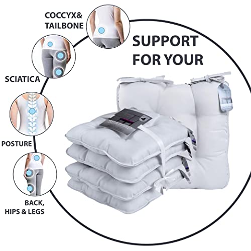 Lions Pack of 4 Seat Cushions for Dining Chairs - 37x37cm - Adjustable Kitchen Outdoor Chair Cushions with Ties Strap, Ultra Soft Comfortable Seat Pad for Living Room Office, Silver - Cosy Home Interiors Lions Pack of 4 Seat Cushions for Dining Chairs - 37x37cm - Adjustable Kitchen Outdoor Chair Cushions with Ties Strap, Ultra Soft Comfortable Seat Pad for Living Room Office, Silver - Image 2