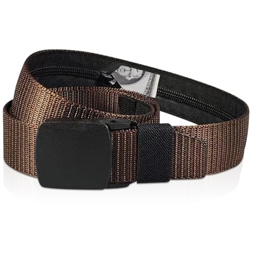 Image of Security Money Belt with Hidden Money Pocket - Nylon Tactical Belt for Men & Women with Nonmetallic Buckle - Security Money Belt for Valuables, Cash, Passport - Cashsafe Anti-Theft Wallet