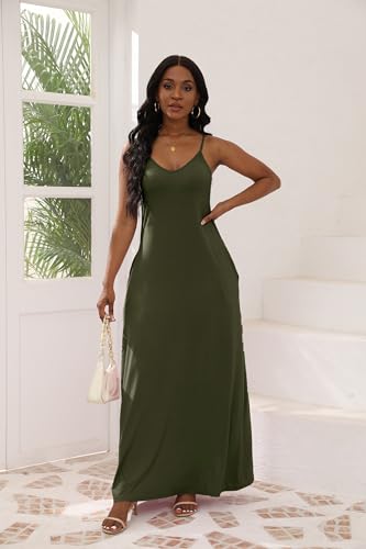 Image of vunahzma Womens Casual Fashion Sleeveless Plus Size Loose Long Sexy Maxi Dress with Pockets