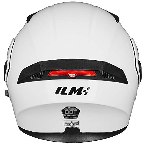 ILM Motorcycle Dual Visor Flip up Modular Full Face Helmet DOT LED Light Model 902L (S, White - LED) by ILM - Image 5