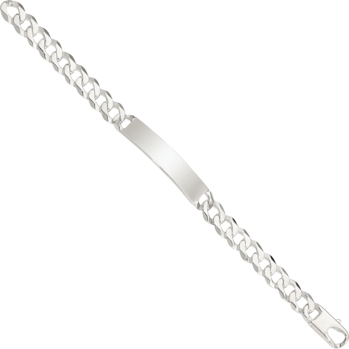 IceCarats 925 Sterling Silver 9mm Chunky Curb Chain Link ID Bracelet Polished, Engravable