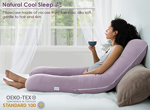 Queen Rose Cooling Pregnancy Pillows, U Shaped Full Body Maternity Pillow For Pregnant Support, Lightweight Viscose Made From Bamboo, Buttery Soft, Super Breathable For Hot Sleeper, Purple #TOP2