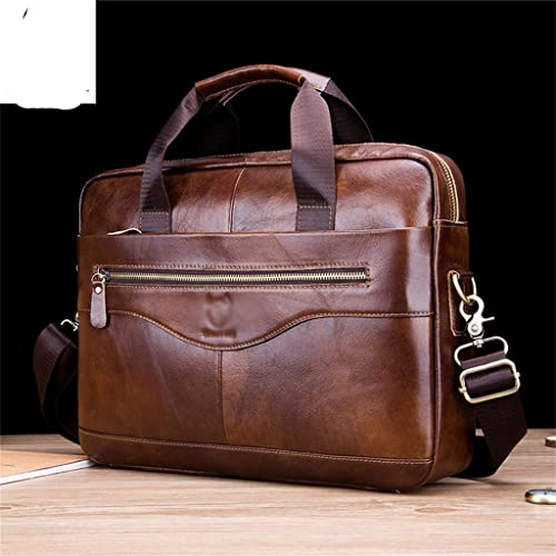 Portable Computer Briefcase Male Leather Shoulder Crossbody Bag Layer Cowhide Business Business Affairs Bag(E)3