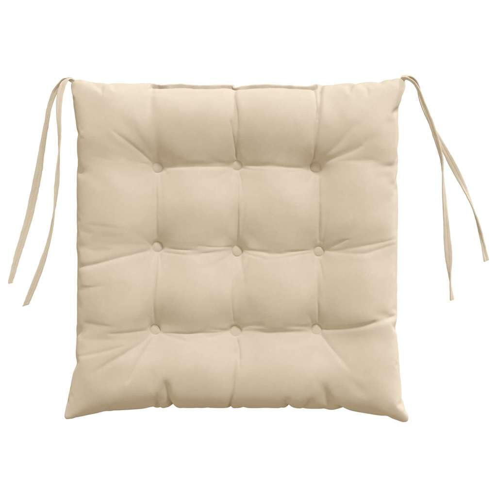 Poduszka do siedzenia, 4 sztuki, kremowa mikrofibra, 40 x 40 x 6 cm, wyściełana antypoślizgowymi taśmami, do jadalni, biura, na taras, ergonomiczna i nadająca się do prania