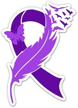 Lupus Awareness Ribbon Purple Ribbon Sticker - 5" Laptop Sticker - Waterproof Vinyl for Car, Phone, Water Bottle - Systemic Lupus Decal
