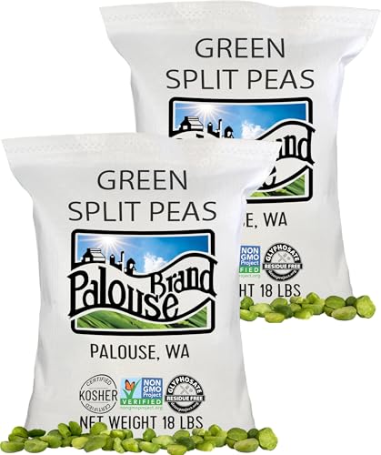 Palouse Brand Certified Glyphosate Residue Free Green Split Peas | 36 lb (2-18 lb bags) | Non-GMO | Kosher