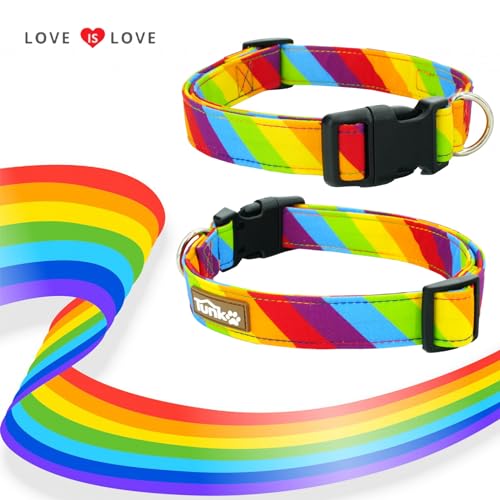 Tunkoo Rainbow Dog Collar, Cute Adjustable Striped Collar for LGBT Pride Month, Dog Collar with Strong Plastic Buckle - for Small Medium Large Pets, M by Tunkoo - Used condition - Image 2